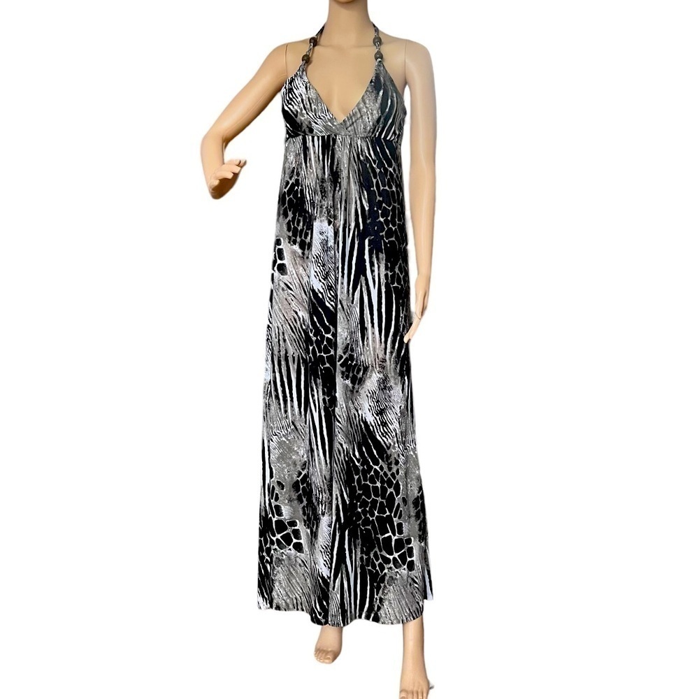 Paradise Women’s Animal Print Leopard Print Halter Maxi Dress Size Small